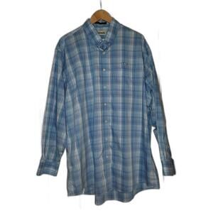 Stinson Mens Long Sleeve Button-Down Dress Shirt Blue Plaid Size XL